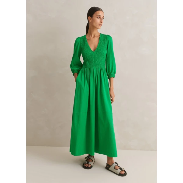 Slub Cotton V-Neck Maxi Dress - Image 5