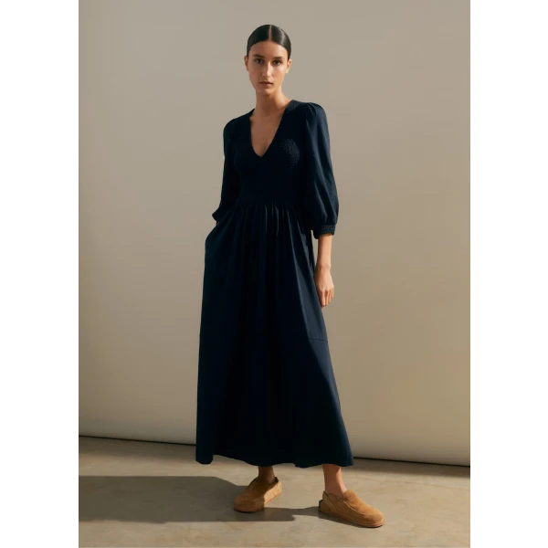 Slub Cotton V-Neck Maxi Dress - Image 6