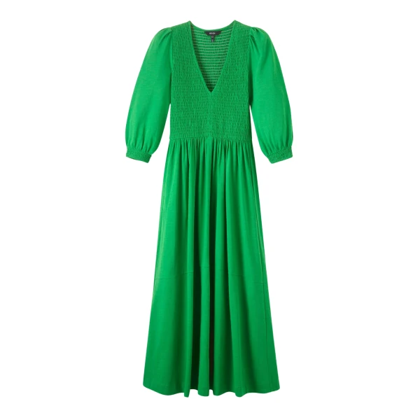 Slub Cotton V-Neck Maxi Dress