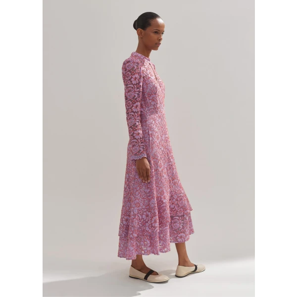 Two-Tone Lace Midi Dress - Image 5