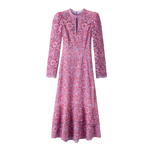 Two-Tone Lace Midi Dress