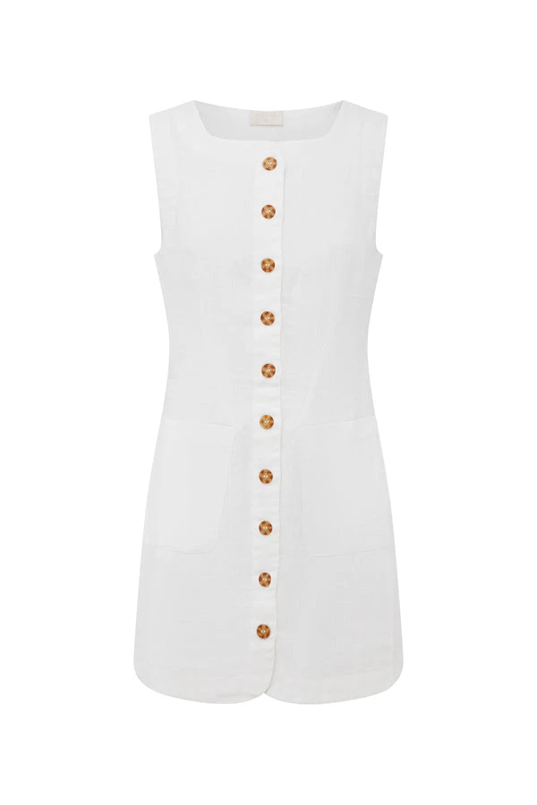 Posse-The-label-Emma-Button-Down-Mini-Ivory-Dress Posse The label Clothing