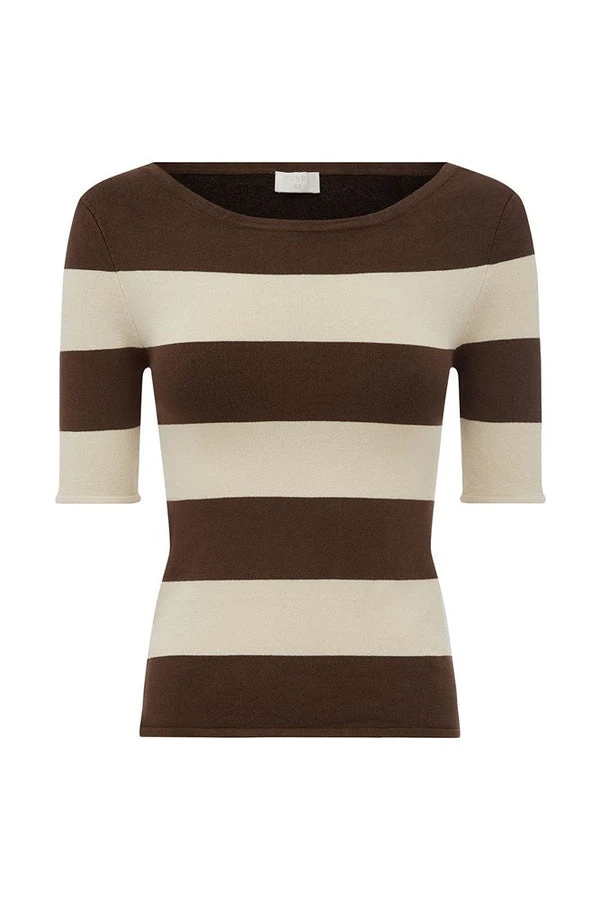 Posse-The-label-Theo-Top-Chocolate-Stripe Posse The label Clothing