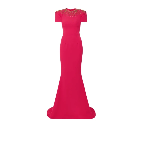 Delina Raspberry Long Dress