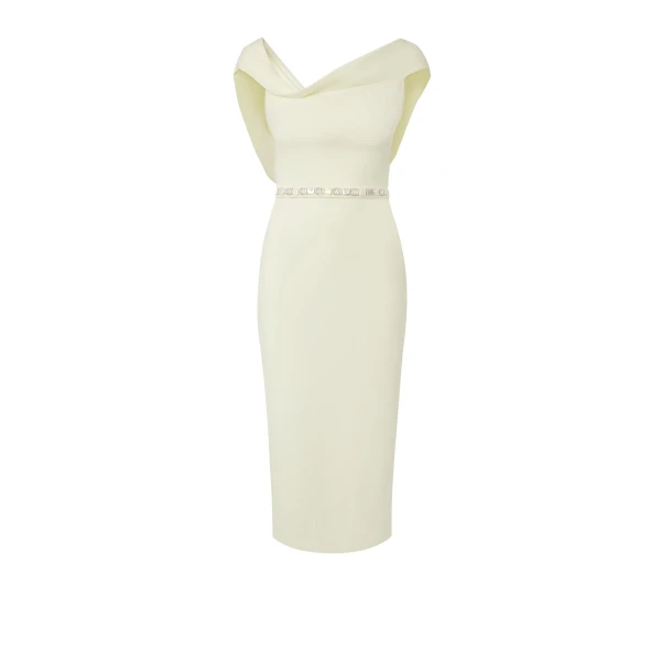Koral Sorbet Midi Dress With Embroidered Belt