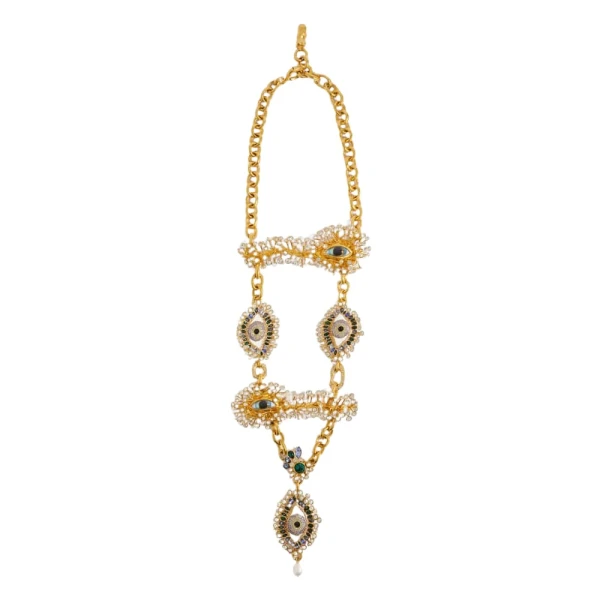 Long Feathers And Eyes Necklace