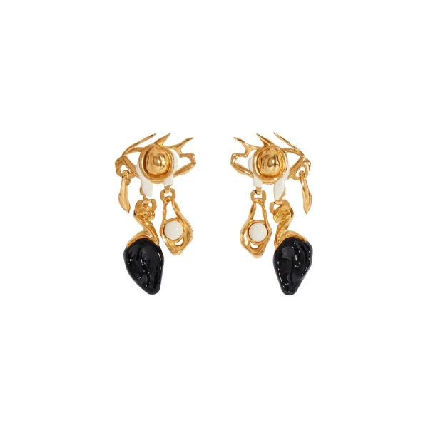 Pair Of Brass Teardrop Eye Earrings
