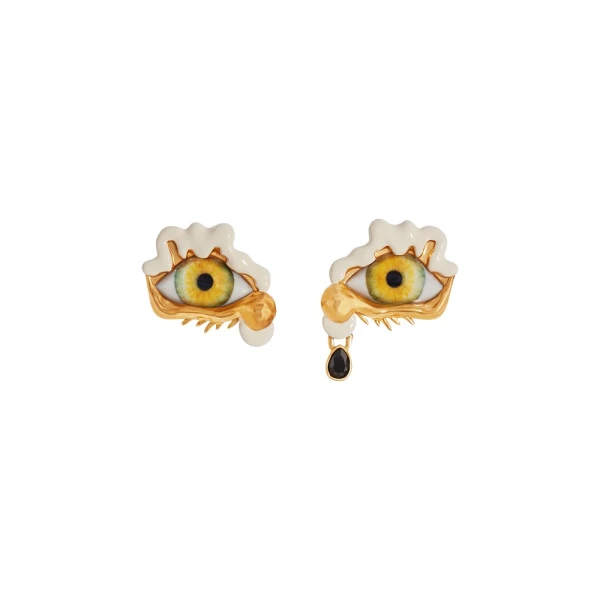 Pair Of Enamel Teardrop Eye Earrings