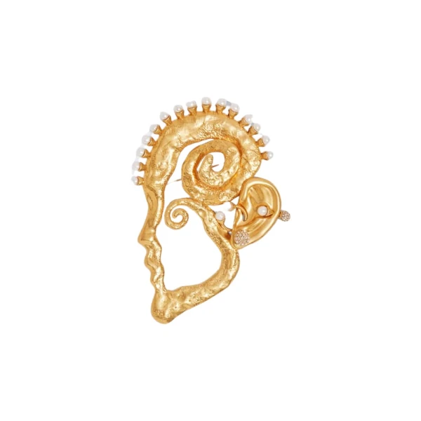 Surrealist Snail Face Brooch