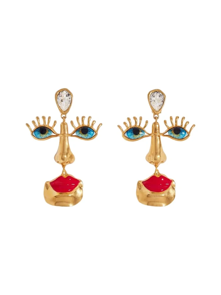 Schiaparelli-Visage-Earrings-386218_nobg Schiaparelli Earrings luxury Earrings from Luxury Handbags Marketplace
