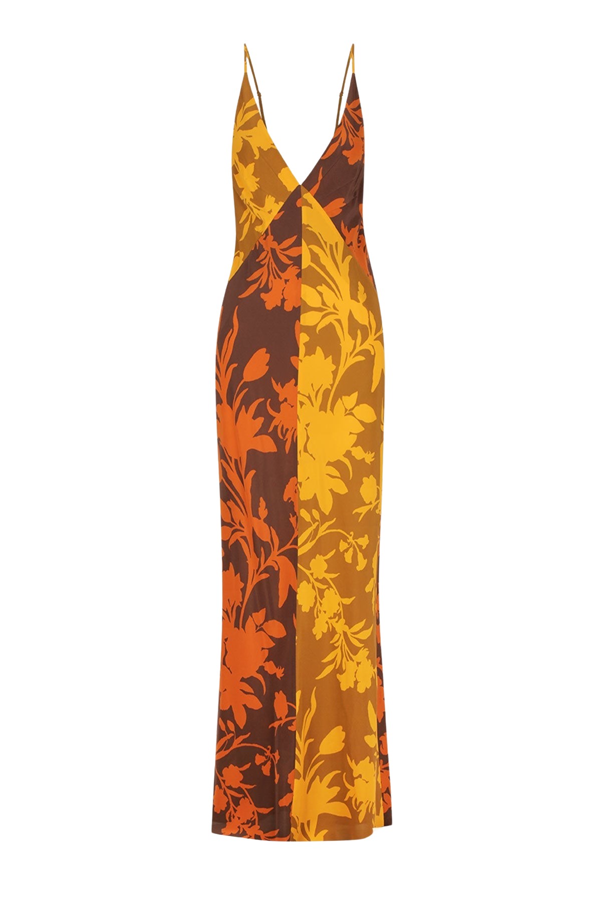 Shona Joy Ari Silk Contrast Plunged Maxi Dress
