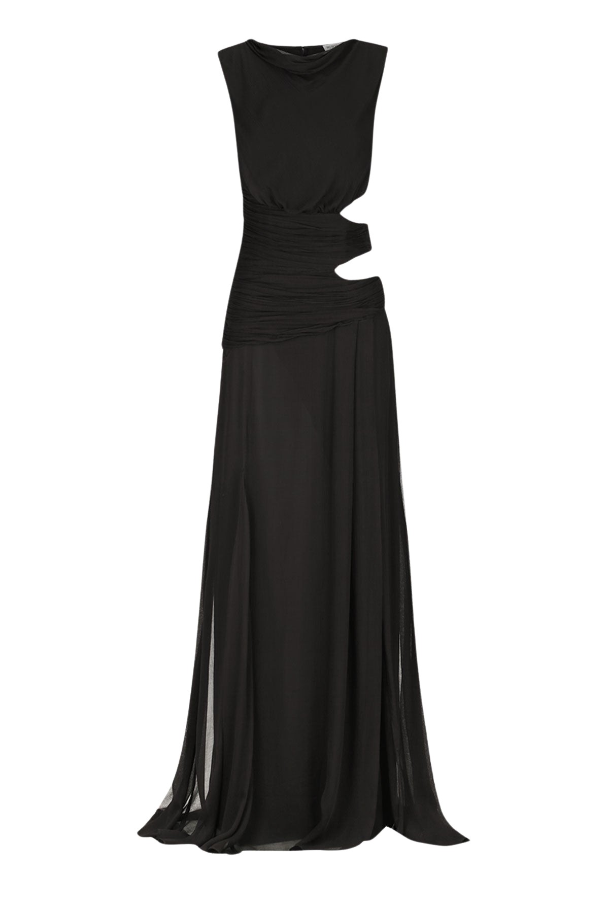 Shona Joy Claude Cut Out Side Split Maxi Dress – Black