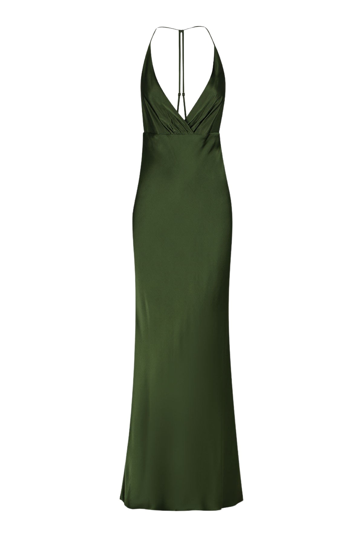 Shona Joy Elia Plunged Open Back Halter Maxi Dress – Fern