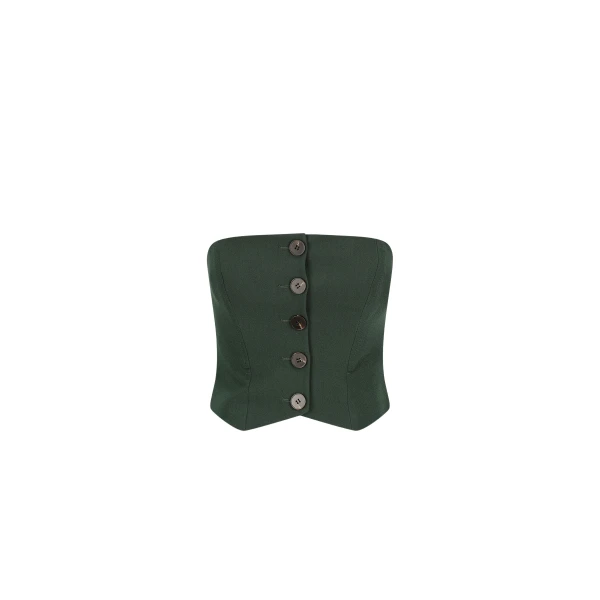 Irena Button Up Bodice - Deep Forest