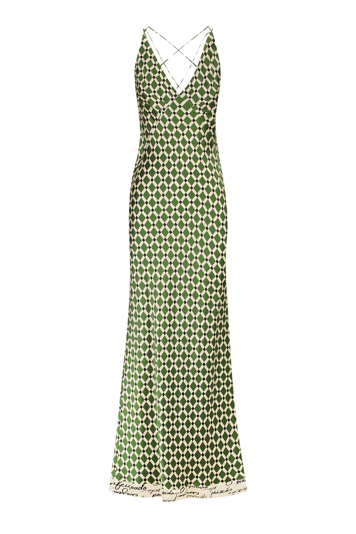 Shona Joy Kahlo Silk Contrast Cross Strap Maxi Dress