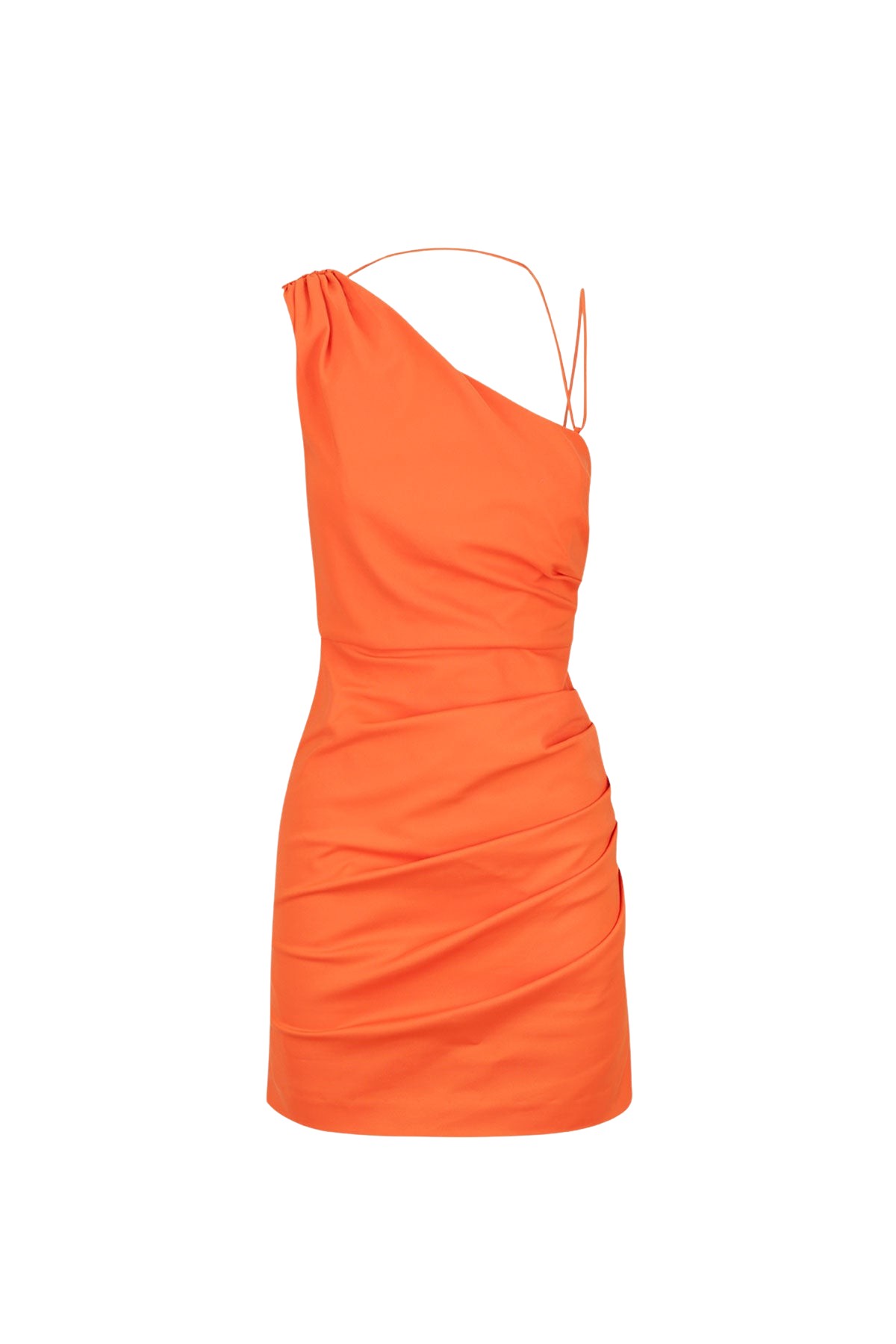 Shona Joy Lani Asymmetrical Gathered Mini Dress – Hibiscus
