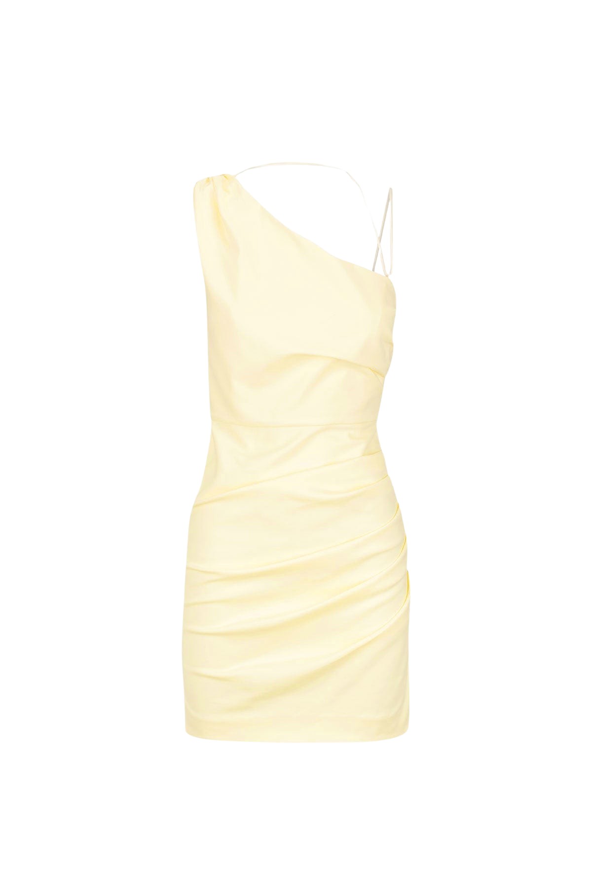 Shona Joy Lani Asymmetrical Gathered Mini Dress – Vanilla