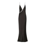 Mia Lace Up Maxi Dress - Black