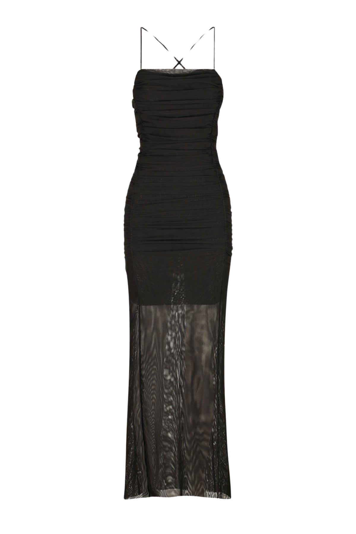 Shona Joy Mira Open Back Ruched Midi Dress – Black