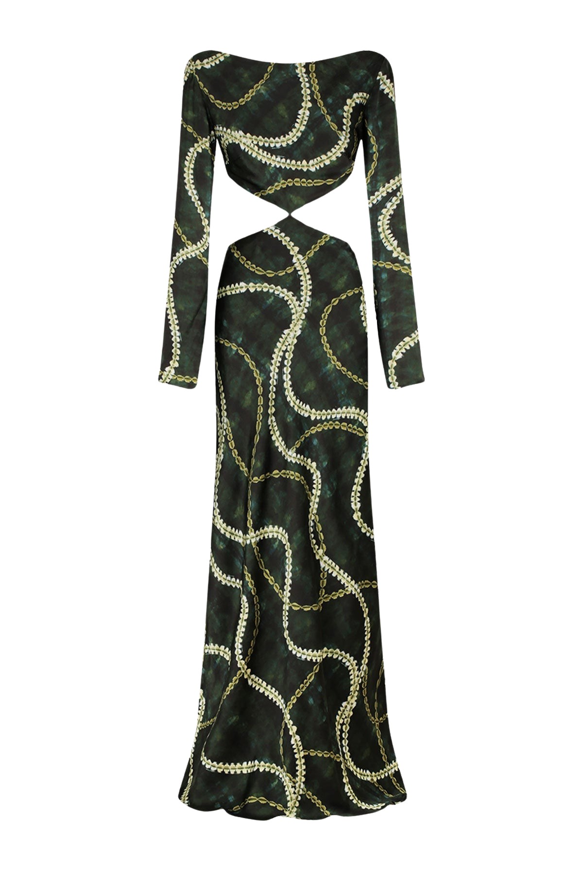 Shona Joy Noa Silk Long Sleeve Lace Up Maxi Dress