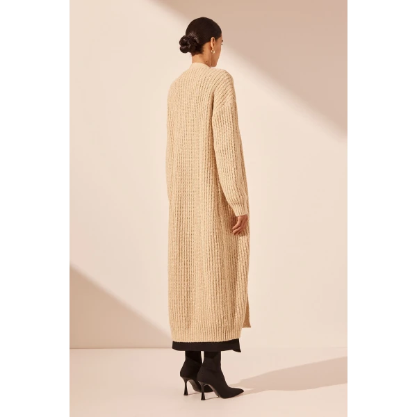 Shona Joy Olivia Long Cardigan - Oat/ Ivory