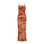 Rubi Open Back Ruched Midi Dress