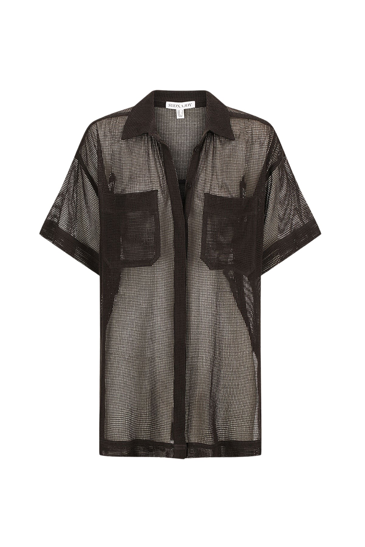 Shona Joy Valeria Short Sleeve Long Line Shirt – Black