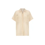 Valeria Short Sleeve Long Line Shirt - Oat