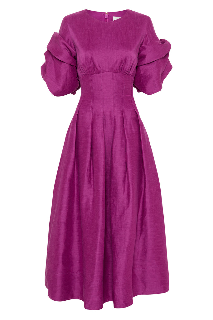 Aje Adelie Puff Sleeve Midi Dress