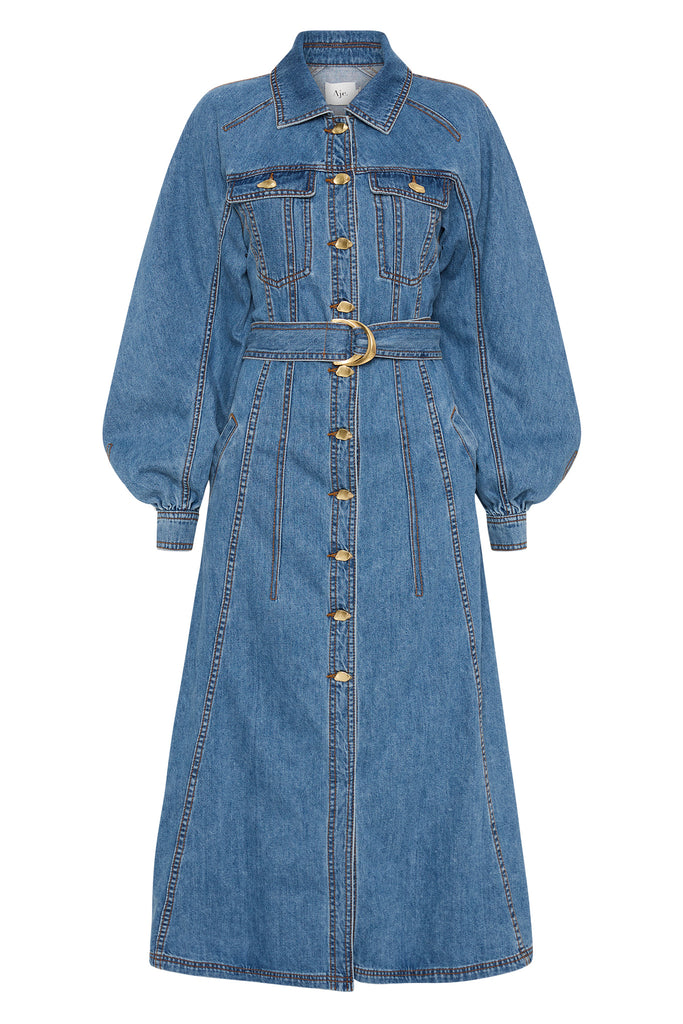 Aje Colorado Denim Midi Dress