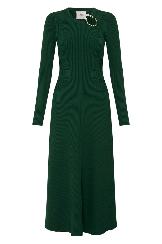 Aje Crescent Knit Midi Dress