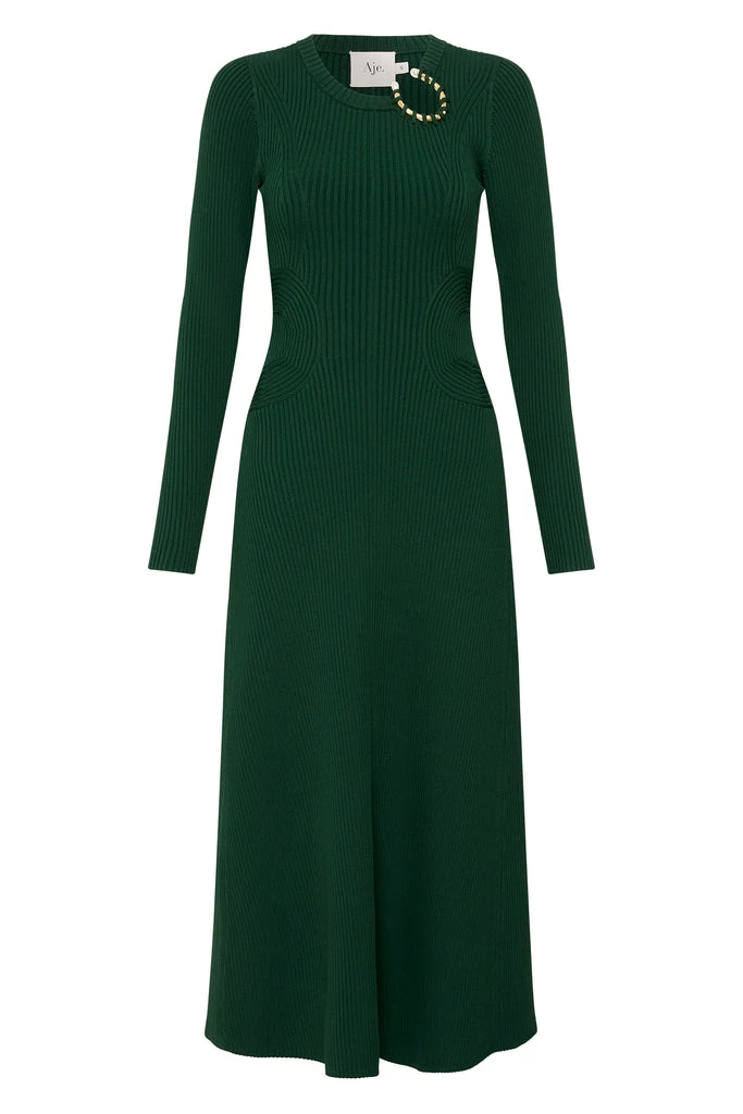 Aje Black Dresses Aje Crescent Knit Midi Dress