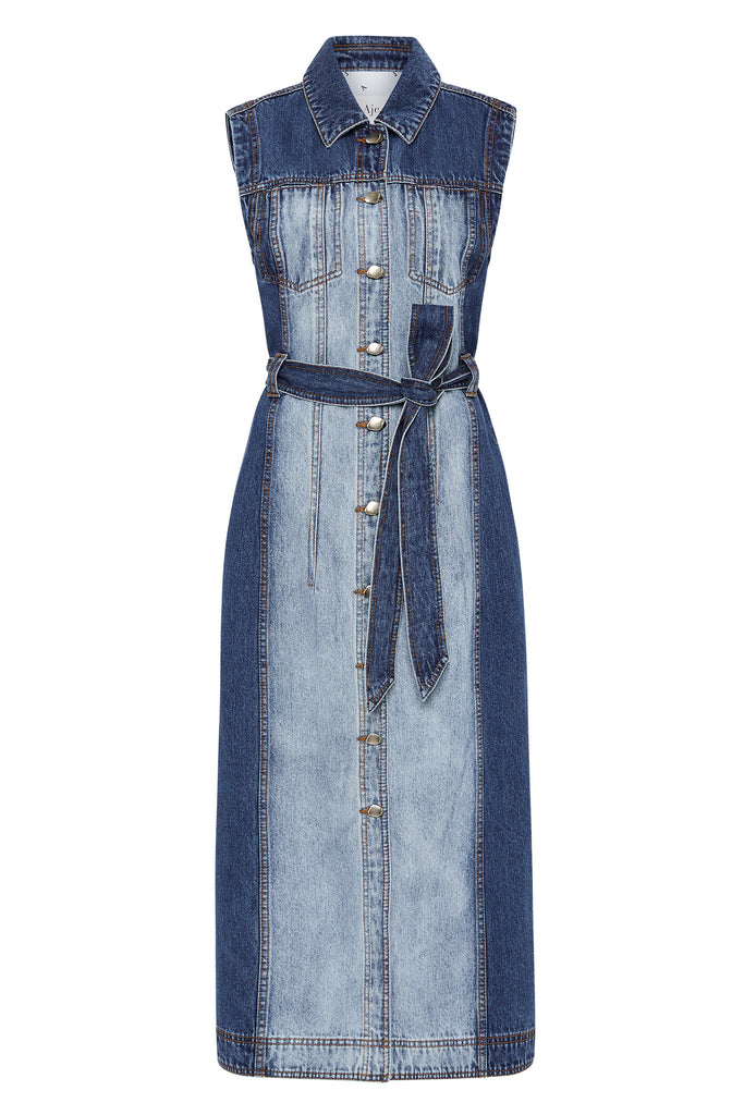 Aje Darcie Denim Midi Dress