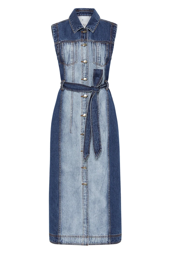 Aje Darcie Denim Midi Dress