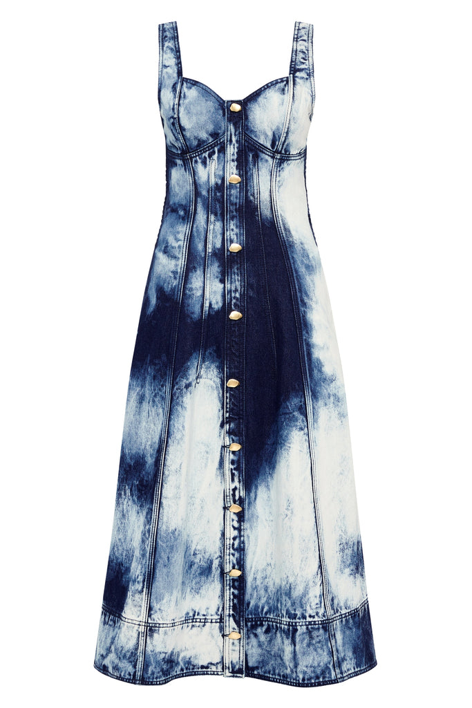 Aje Enigma Denim Midi Dress
