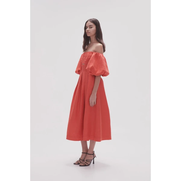 Eugenie Off Shoulder Midi Dress - Image 6