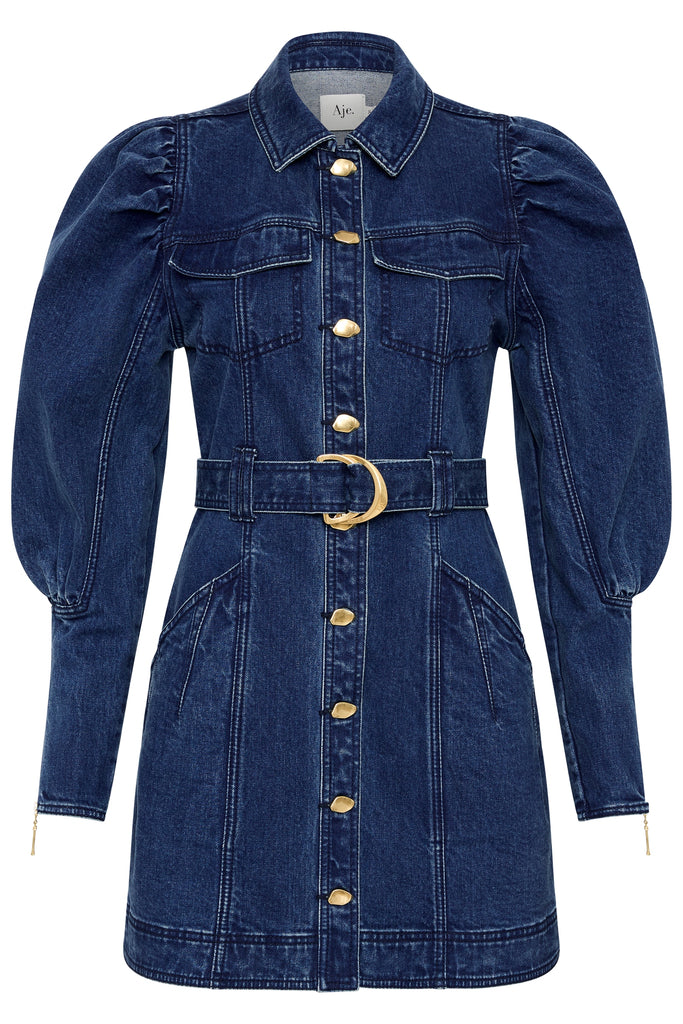 Aje May Denim Long Sleeve Dress