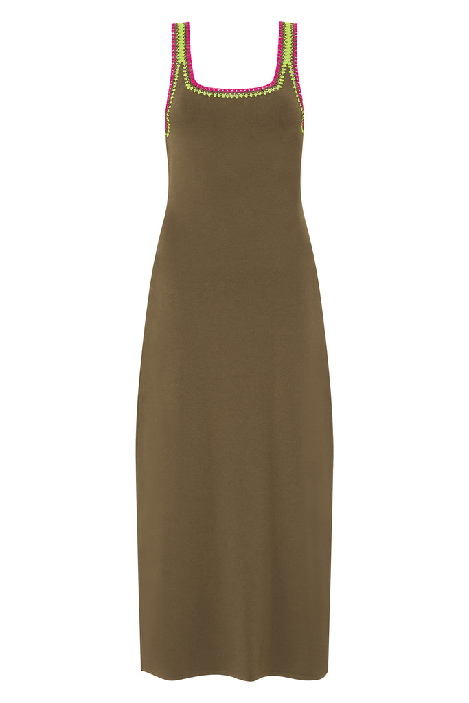 Aje Tazia Crochet Edge Midi Dress