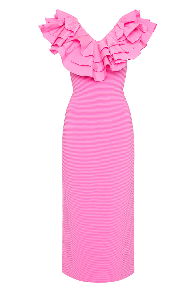 Aje Transcendent Ruffle Midi Dress