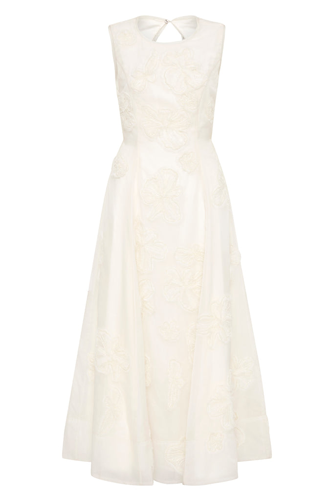 Aje Vera Beaded Flower Midi Dress