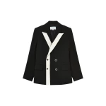 Black Contrast Lapel Double Breasted Blazer