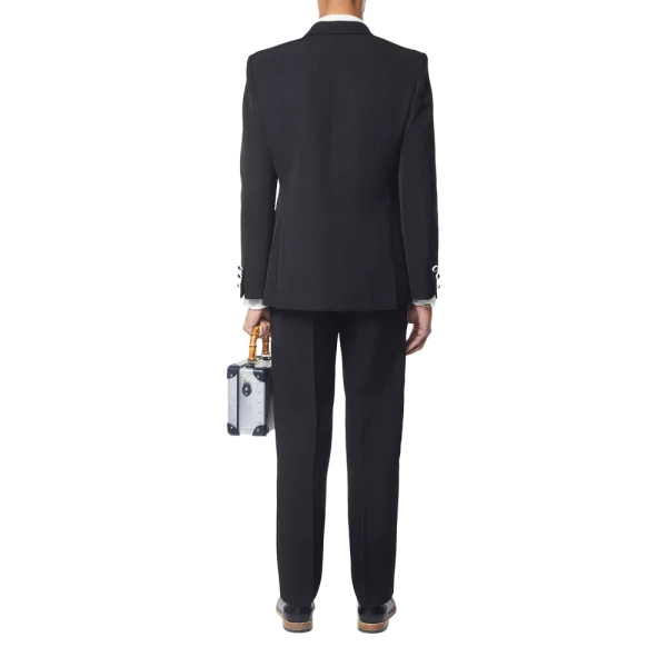 Black Contrast Lapel Double Breasted Blazer - Image 3