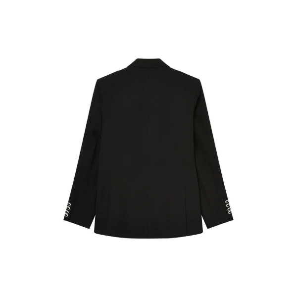 Black Contrast Lapel Double Breasted Blazer - Image 5