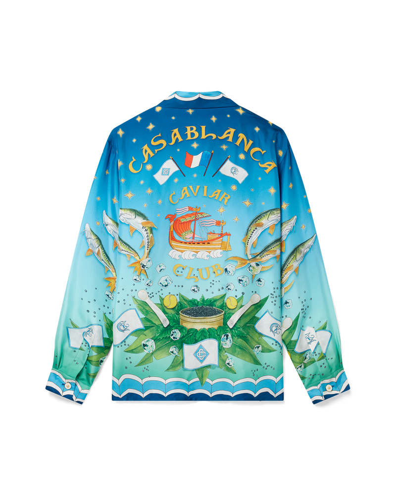 Casablanca Caviar Club Cuban Collar Silk Shirt