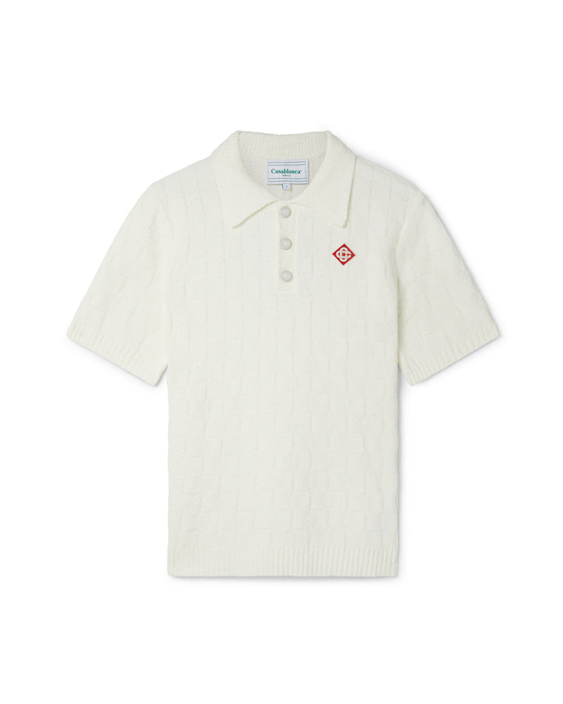 Casablanca Checked Yoke Boucle Polo Top