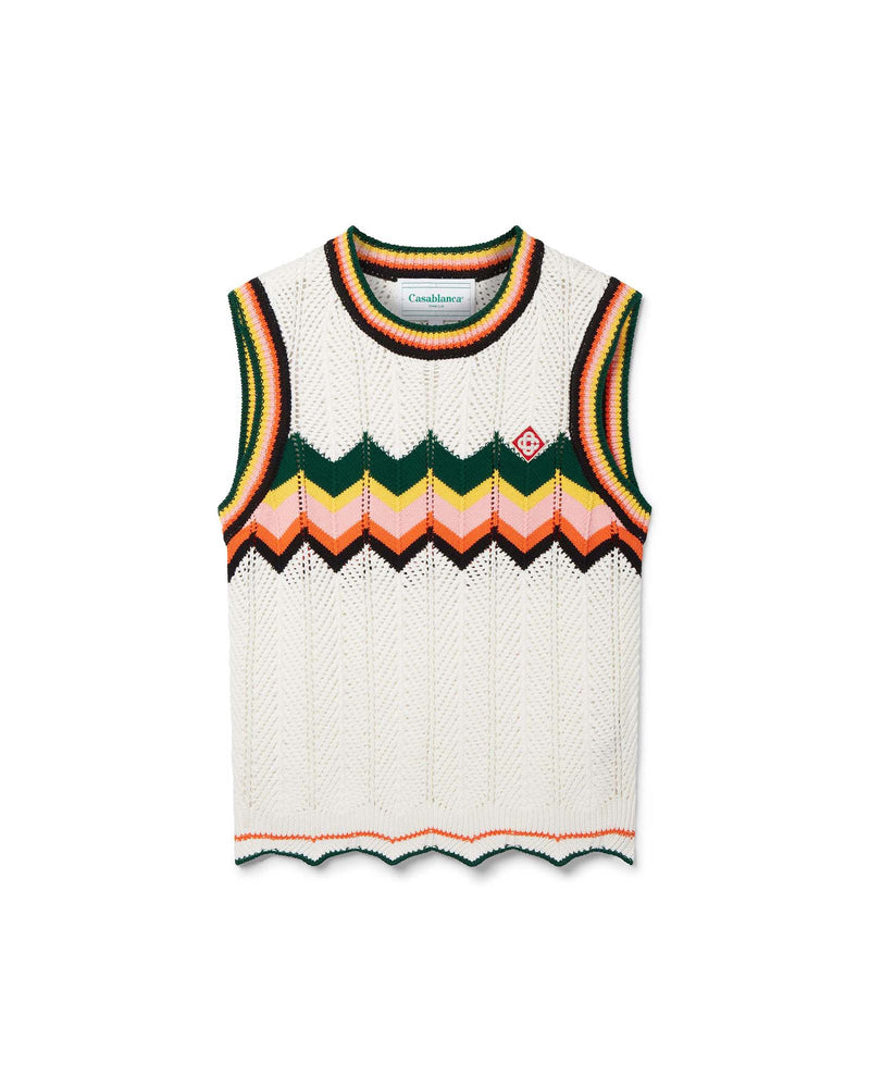 Casablanca Chevron Lace Vest