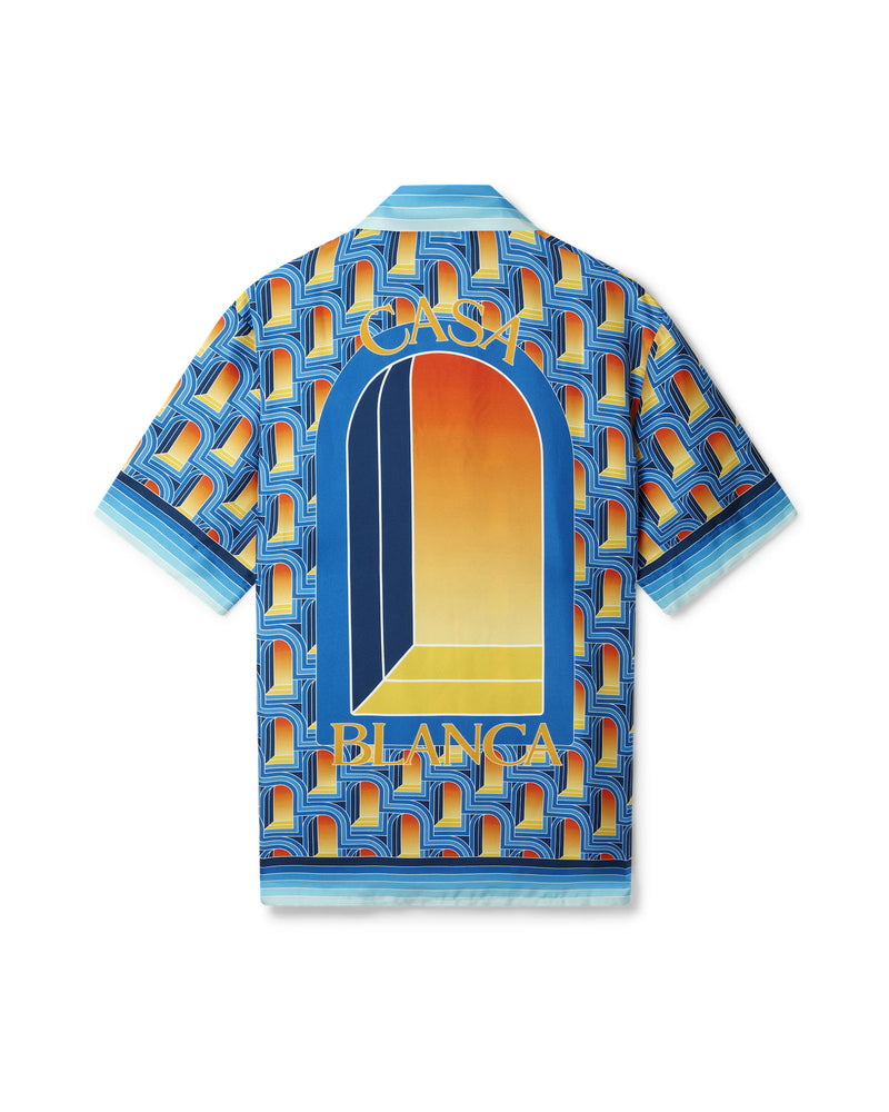 Casablanca L’Arche De Nuit Cuban Collar Silk Shirt