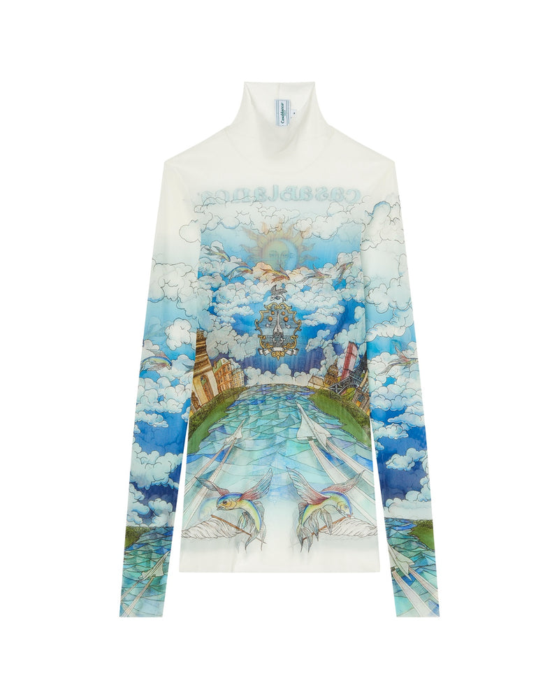 Casablanca Le Vol Ideal Printed Mesh Top