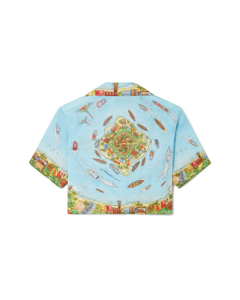Casablanca Maison Sur Piloti Cropped Linen Shirt