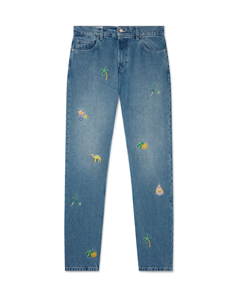 Casablanca Motif Straight Leg Jeans